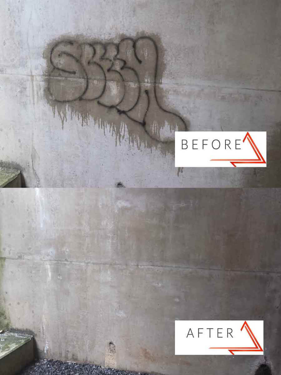 graffit removal from concrete wall
